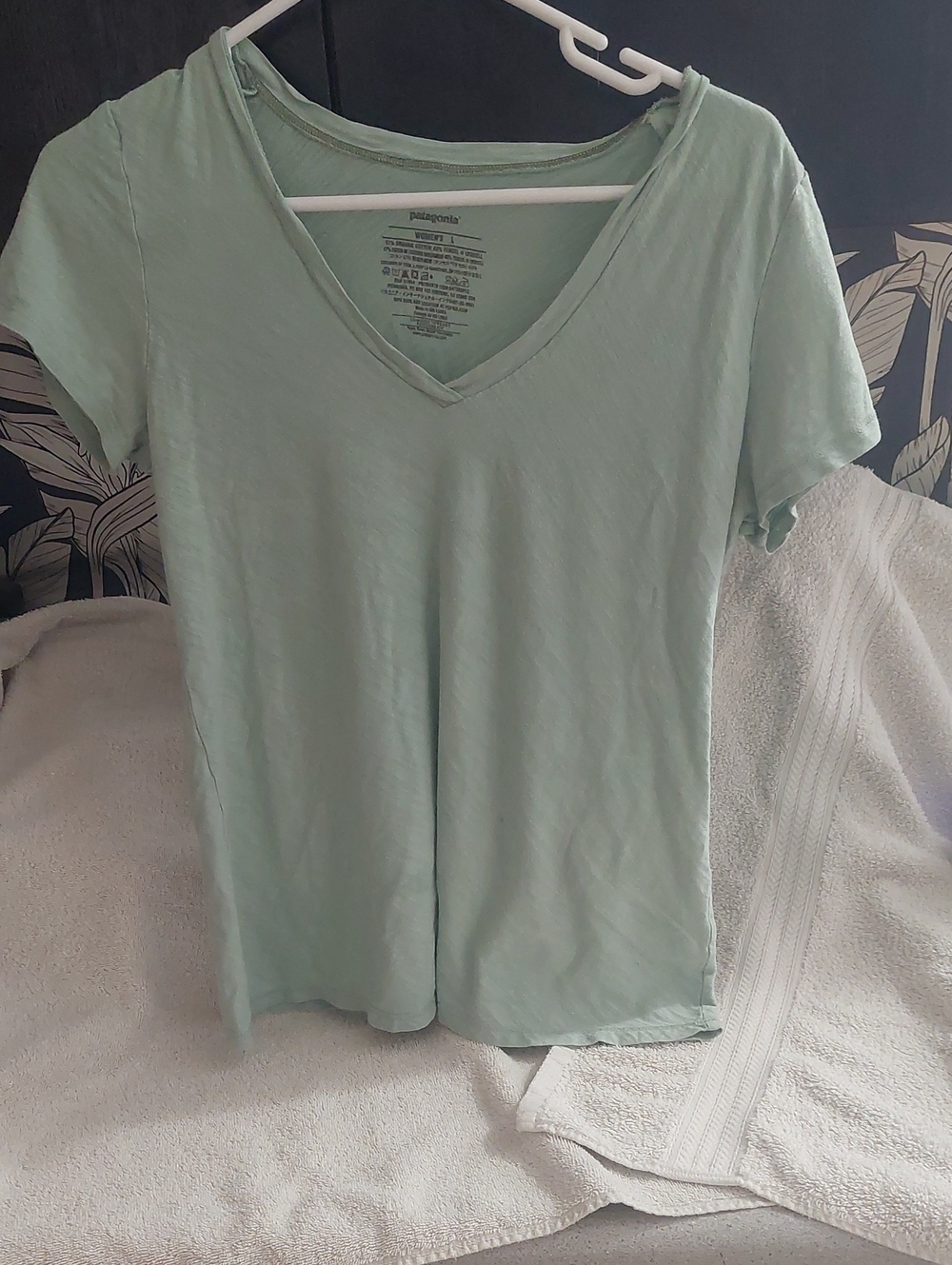 Patagonia Light Mint V-Neck Short Sleeve Tee